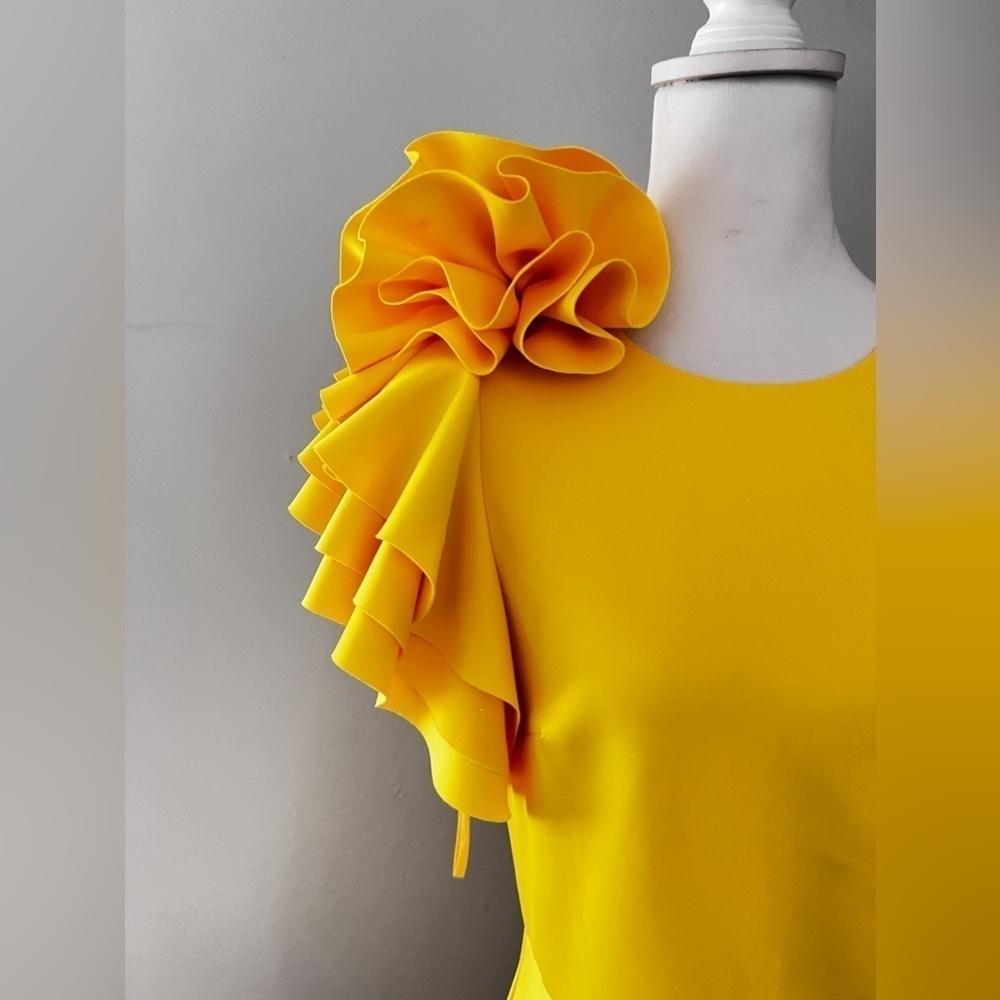 BADGLEY MISCHKA. Ruffle Shoulder Sleeveless Cocktail Dress size 8 - Picture 6 of 15